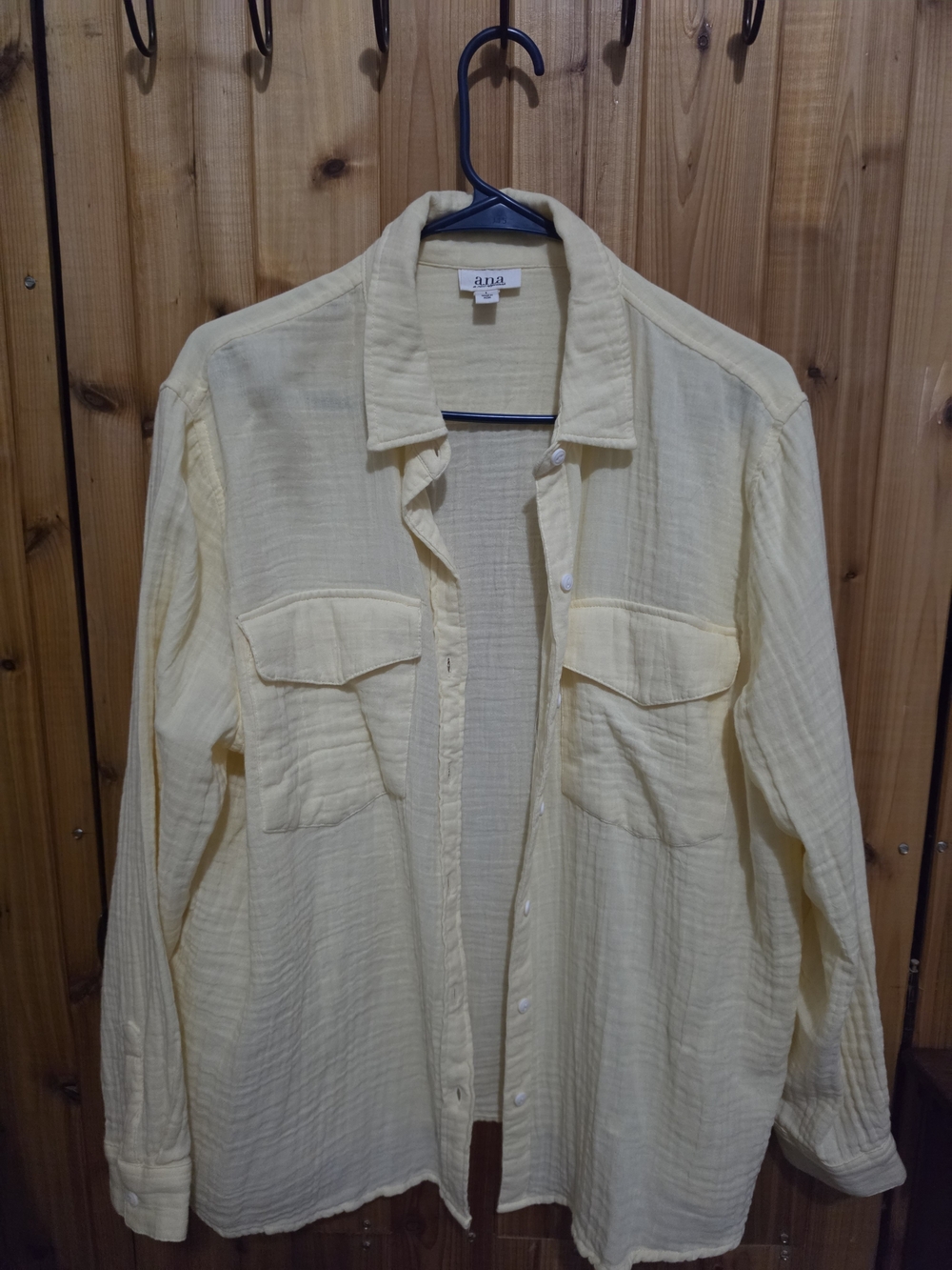 a.n.a a new approach -Very Bright Light Yellow Crinkled Gauze Button-Down Shirt - Picture 10 of 11
